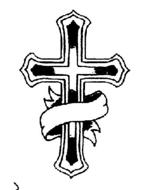 Cross with ribbon.