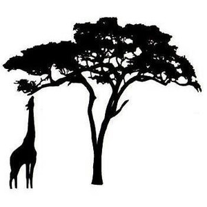 GIRAFFE and ACACIA TREE Silhouette Um African rubber stamp N ...