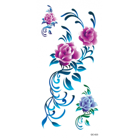 Body Art Temporary Removable Tattoo Stickers Flower QC623 Sticker ...
