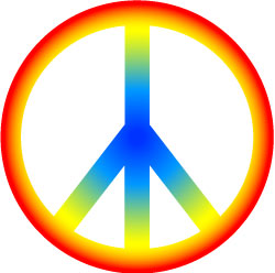 Rainbow Hippie Peace Sign Clip Art, Retro 60s Graphic
