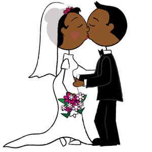 Bride And Groom Clipart Image - African American Bride and Groom