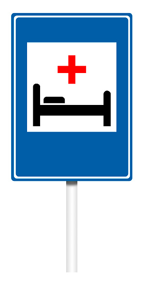 Silhouette Of Hospital Road Sign Clip Art, Vector Images ...