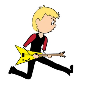 Child playing guitar clipart