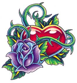 EL 2x2 heart and rose rose tattoo design, art, flash, pictures ...