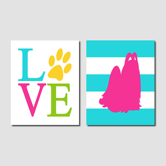 746 views Kids Wall Art Love Dog Paw Maltese Schnauzer by LovelyFaceDesigns