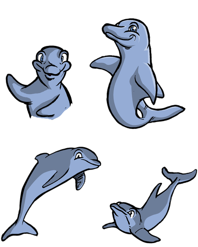 Cartoon A Few Dolphins Medium By Monsterdisein Tagged Commercial