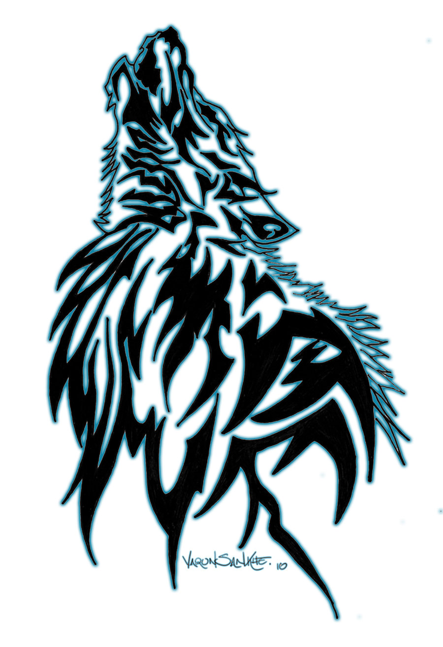 Simple Tribal Wolf Tattoo