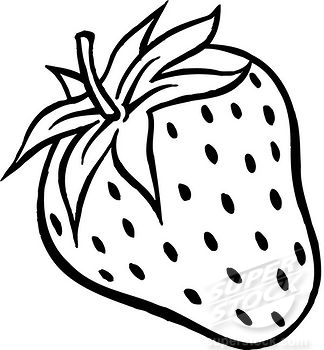 6,610 views A black and white drawing of a plump strawberry | Stock Photo ...