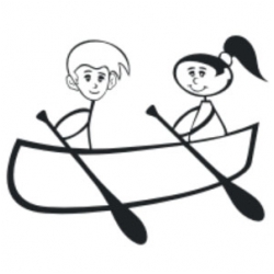 Boy Girl Kayaking Sport Stick Figure Sticker