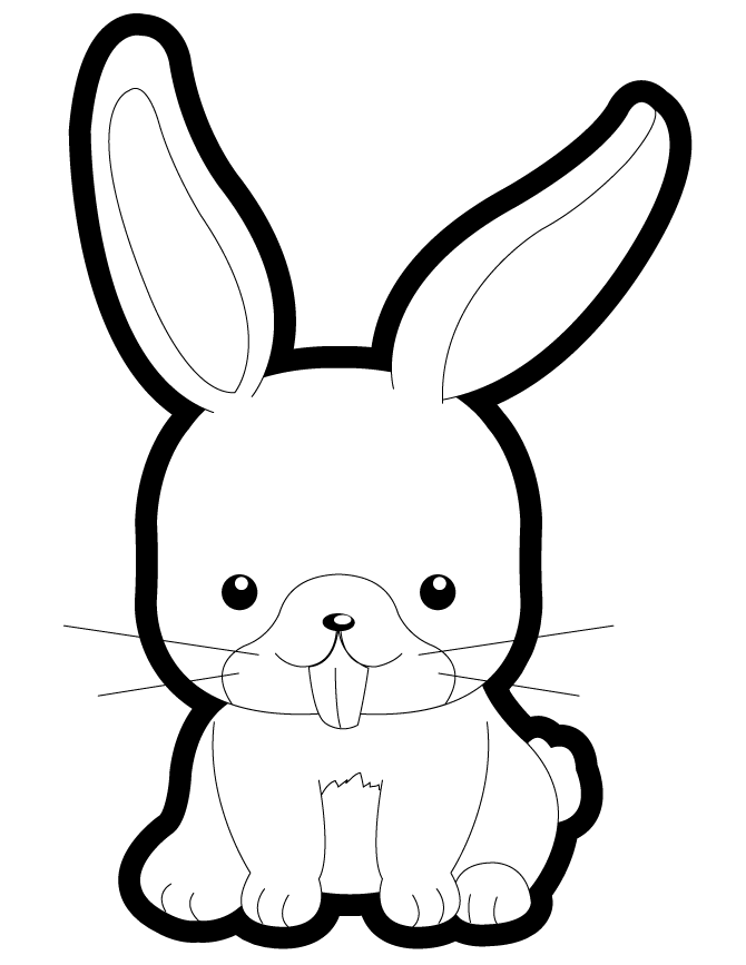 Cute Cartoon Bunny For Kids Coloring Page | Free Printable ...