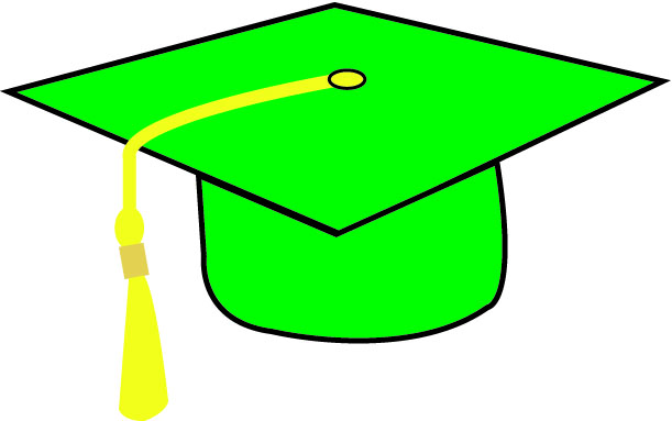 Green graduation hat clipart