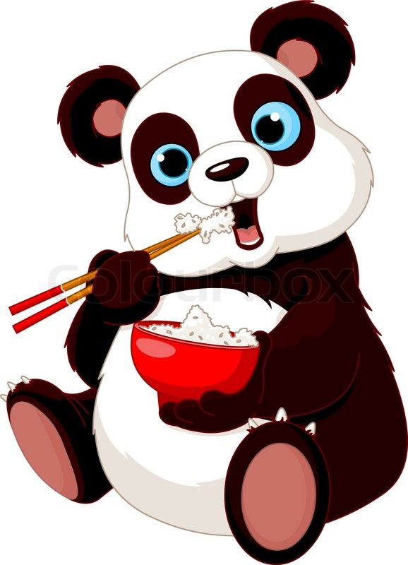 Eating chinese food clipart