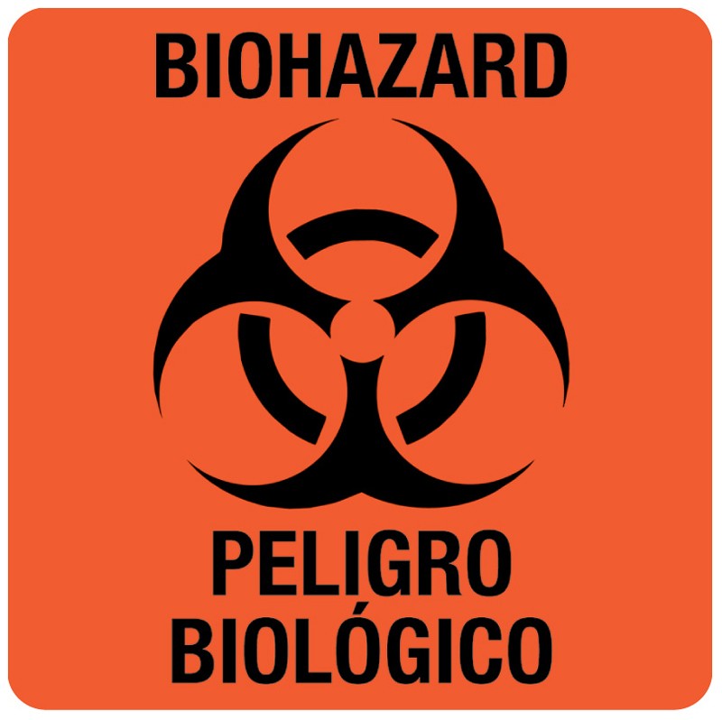 Bilingual Biohazard Warning Label, 3" x 3" | United Ad Label