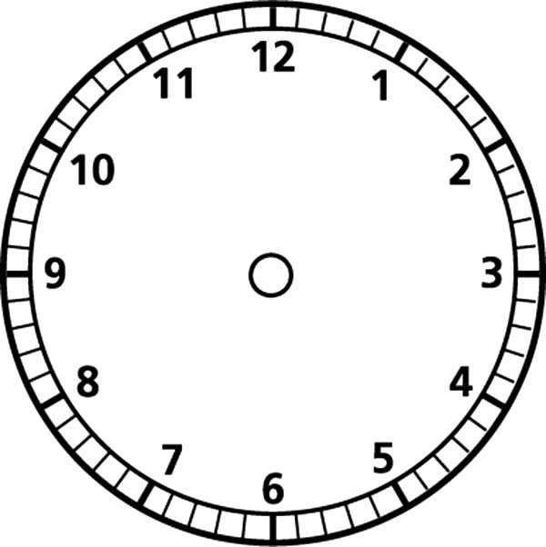 Analog Clock Blank Face Coloring Pages | Bulk Color