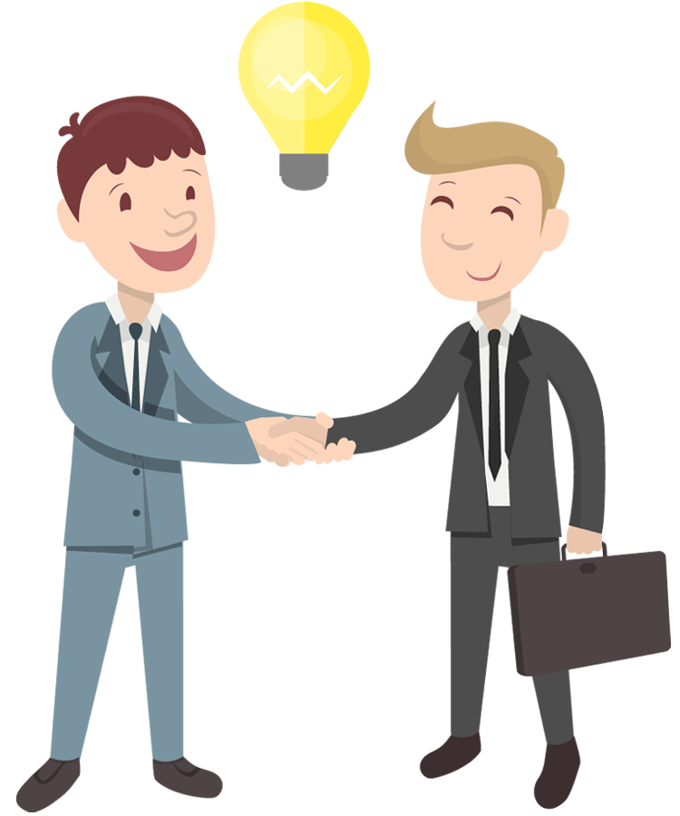 Cartoon two businessman handshake idea | 1designshop