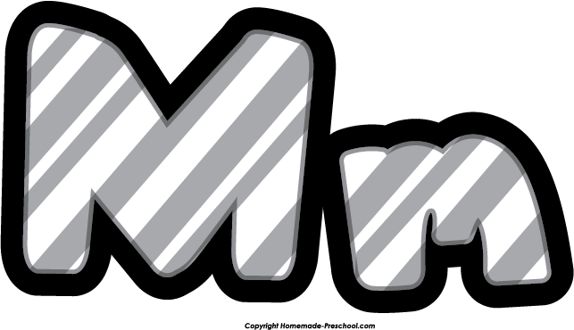 Letter m clipart black and white