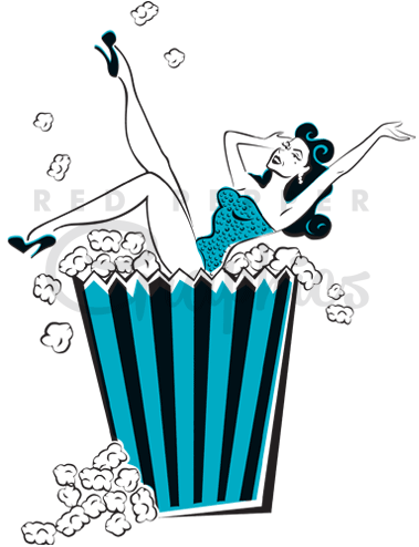 Red Pepper Graphics | Vintage style clipart graphics Popcorn Pinup ...