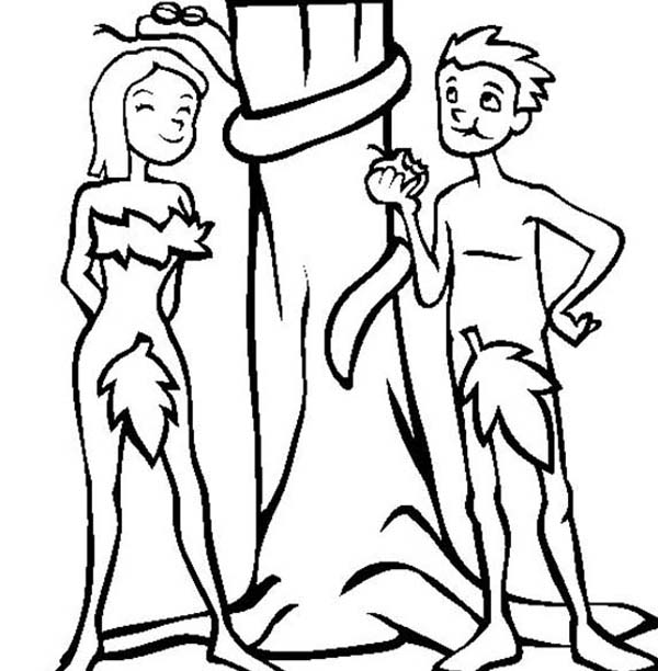 Cartoon of Adam and Eve Bible Story Coloring Page: Cartoon of Adam ...