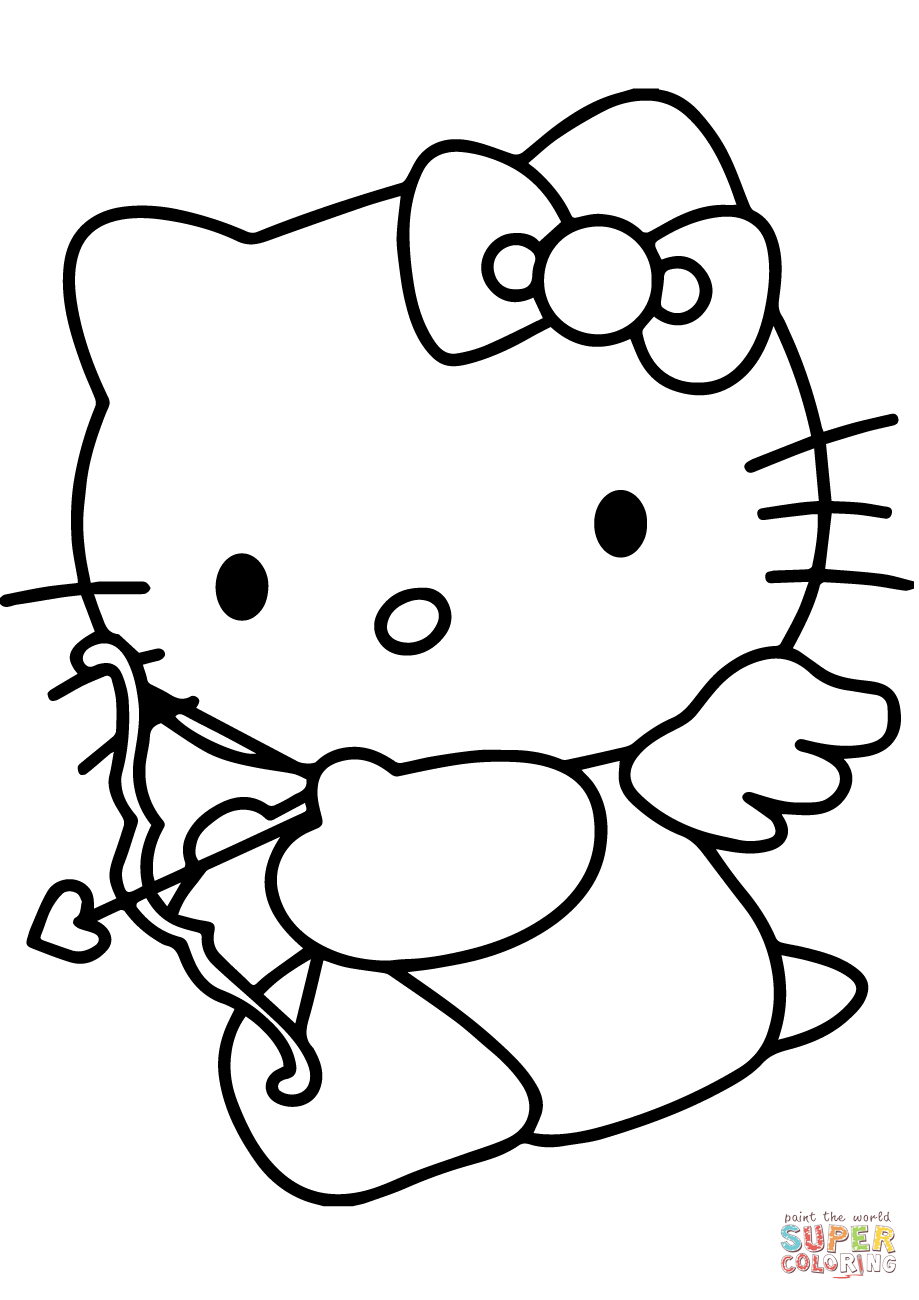 Hello Kitty Valentine's Day Cupid coloring page | Free Printable ...