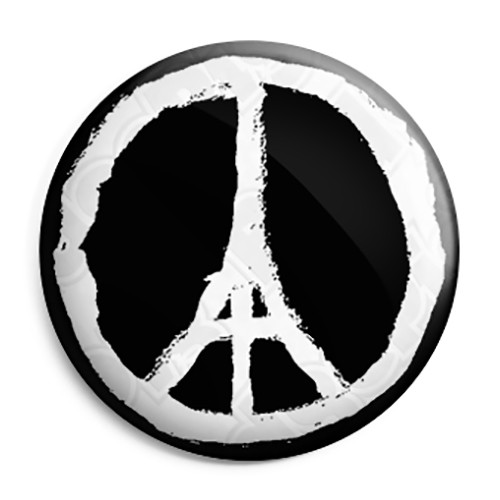 Paris Peace Sign - Eiffel Tower Logo Button Badge, Fridge Magnet ...