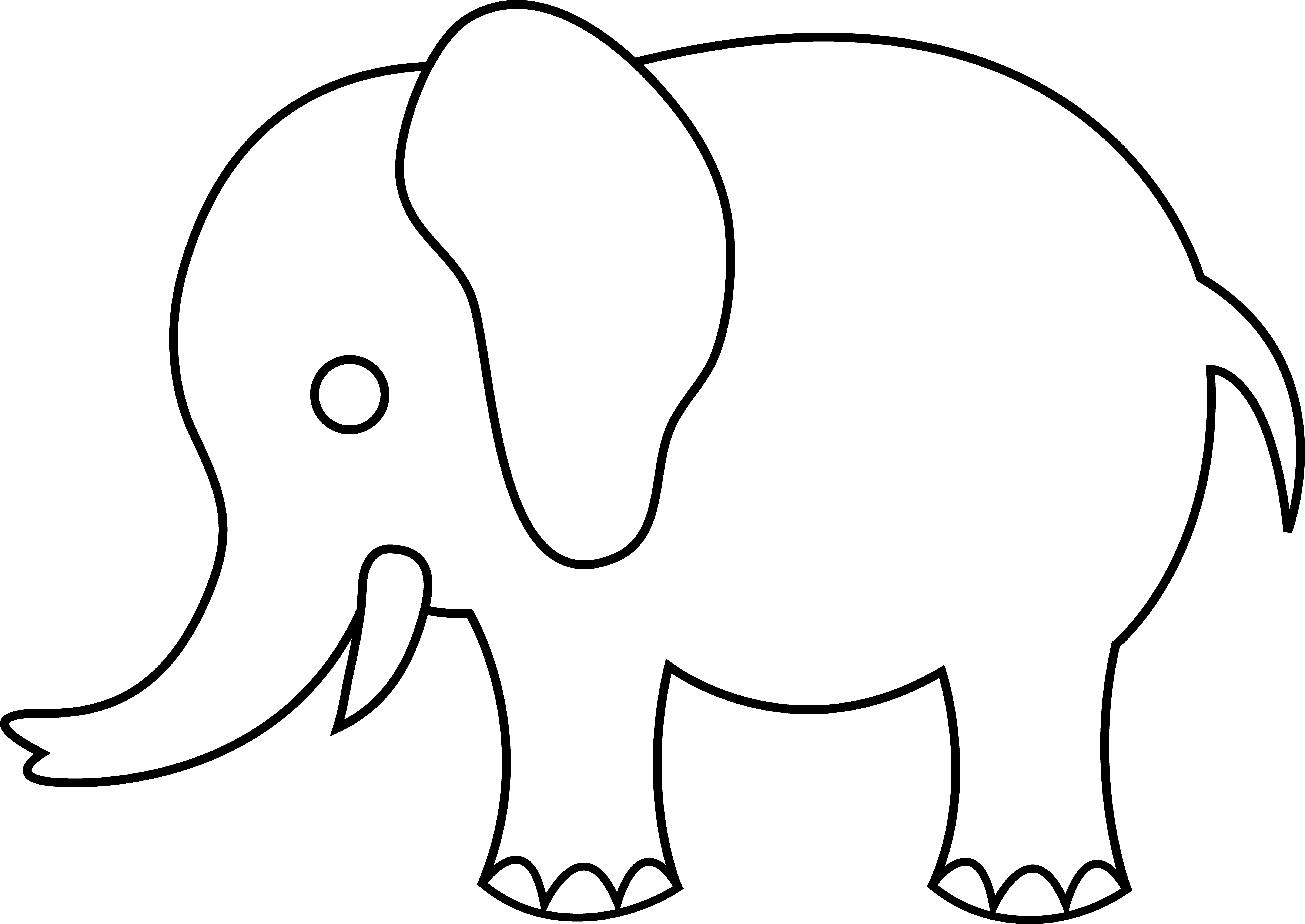 Baby Elephant Clipart Black And White - Free ...