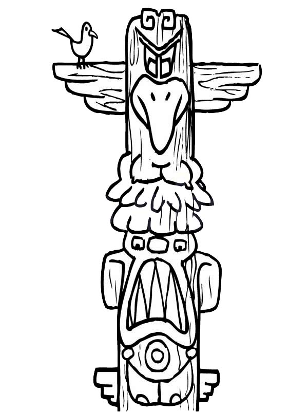 Simple totem pole black and white clipart color pages
