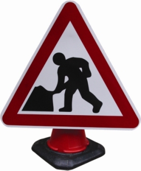 Road Cone Signs :: 750mm Men at Work Cone Sign
