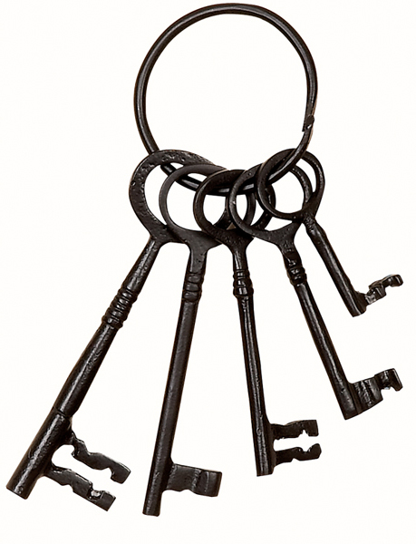 Vintage Retro Jailer Skeleton Keys Ring Cast Iron Metal