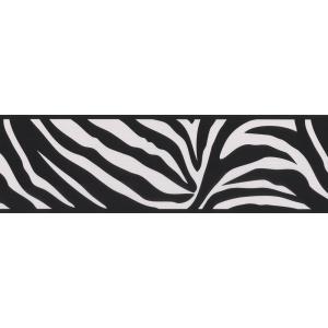 Brewster 56 sq. ft. Zebra Crossing Black Zebra Border Wallpaper ...