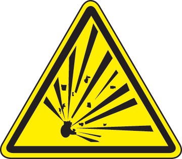 Explosive Material Hazard Label by SafetySign.com - J6538