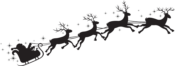 Santa sleigh and reindeer clipart