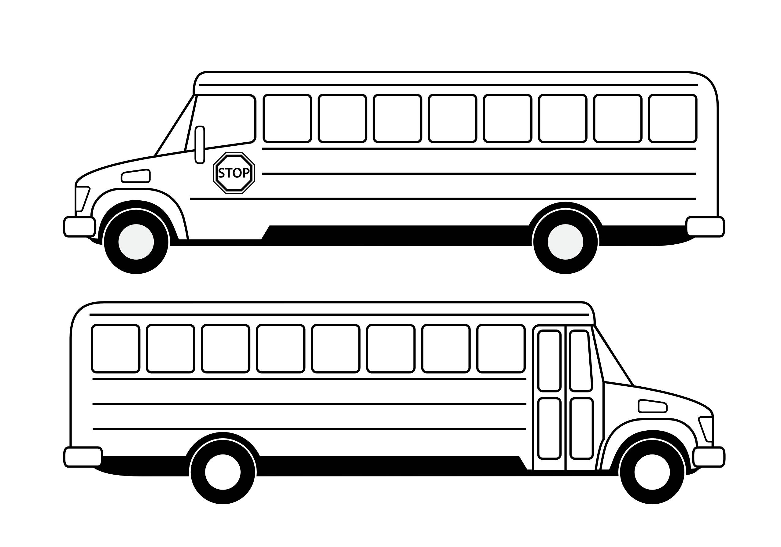 Deux Bus Scolaires Noirs Black White Line Art Coloring Book ...