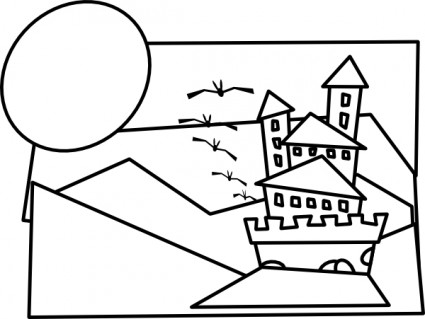 Cartoon Castle Outline clip art Vector clip art - Free vector for ...