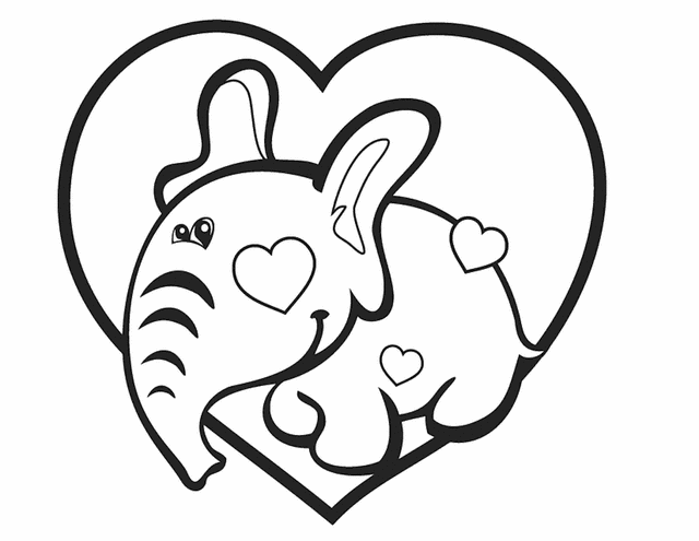 Valentine's Elephant Printable For Kids - Valentines day Coloring ...