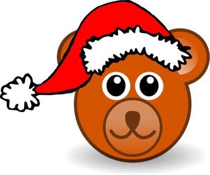 Funny teddy bear face brown with Santa Claus hat Vector clip art ...