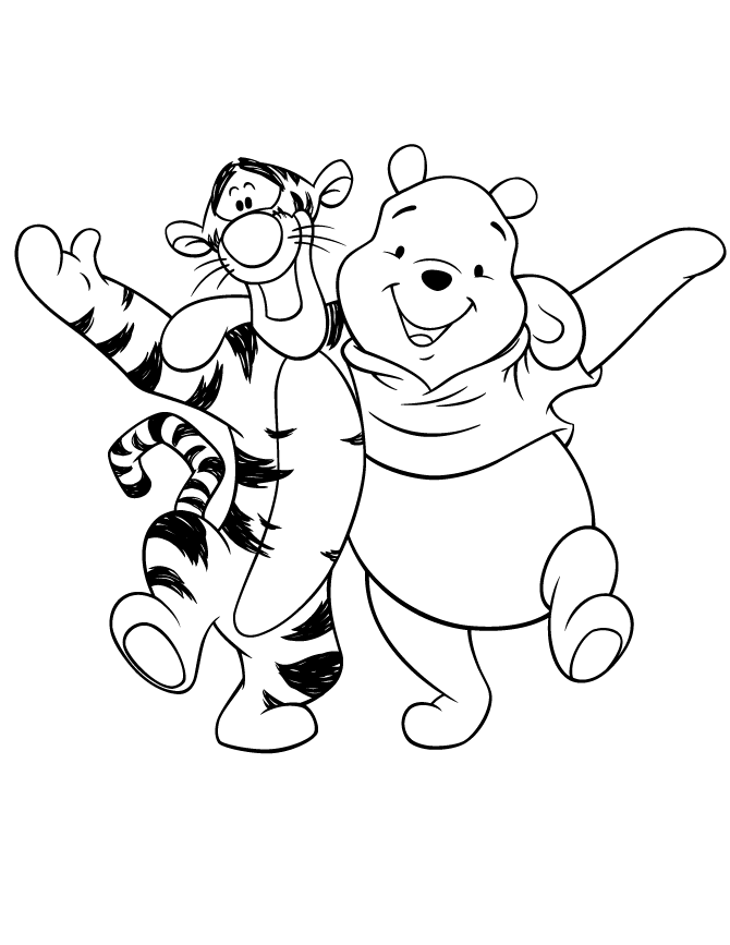 Cartoon Tigger And Pooh Best Friends Coloring Page | Free ...