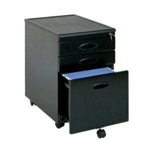Locking Metal File Cabinet - Black: Office Products
