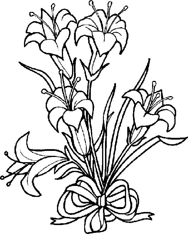 Easter flower clipart black and white