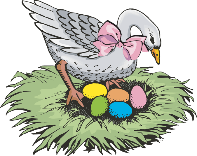 Easter Goose with Nest and Eggs