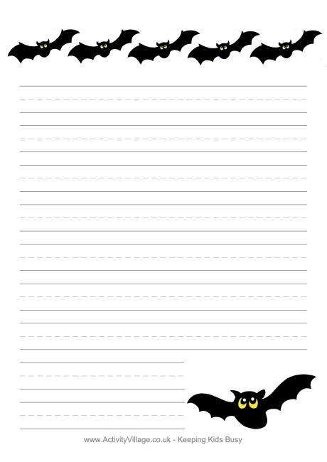 Best Photos of Halloween Writing Paper Template - Printable Bat ...