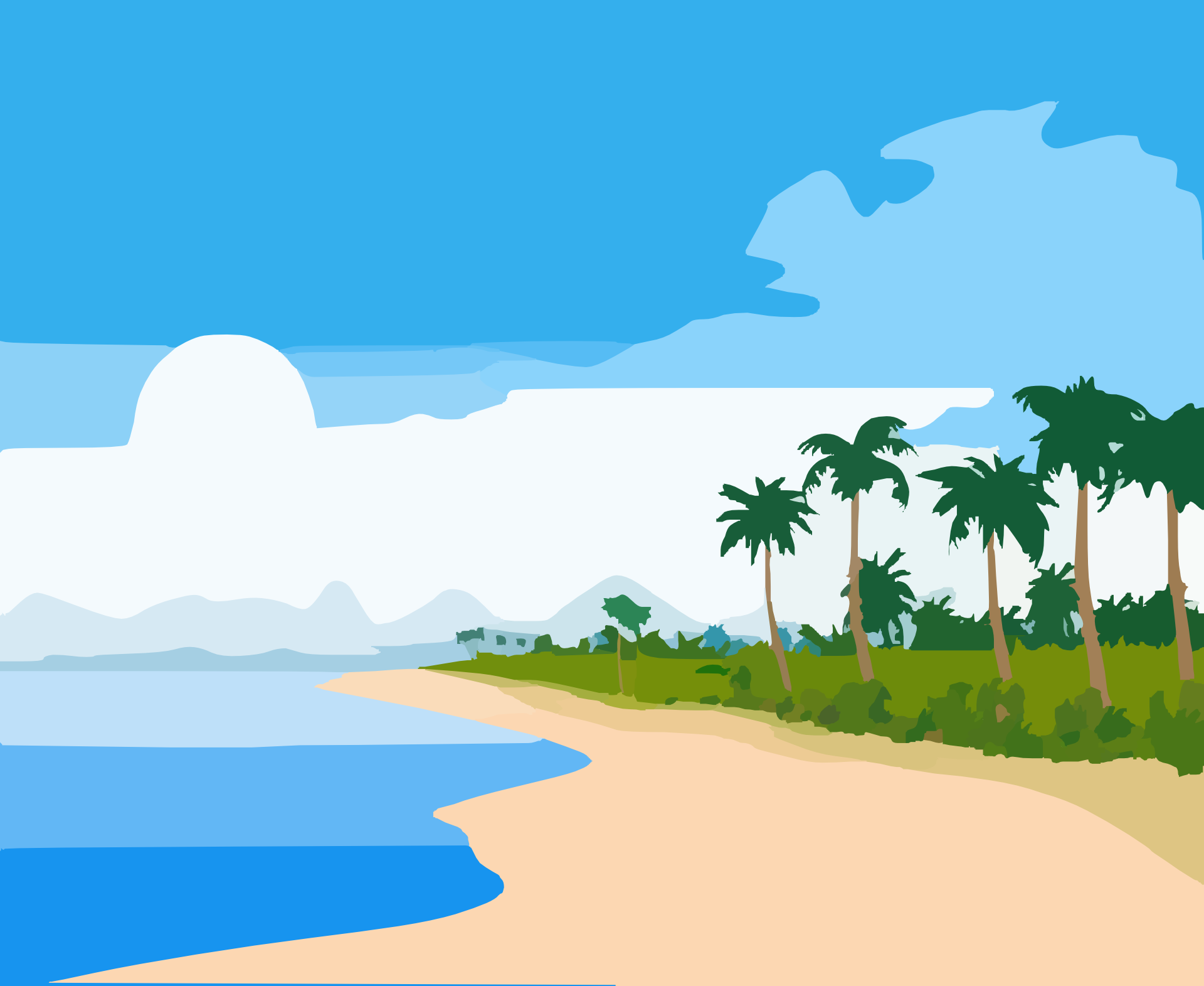 Free sand beach ocean sea island cartoon vector | Free PSD,Vector ...