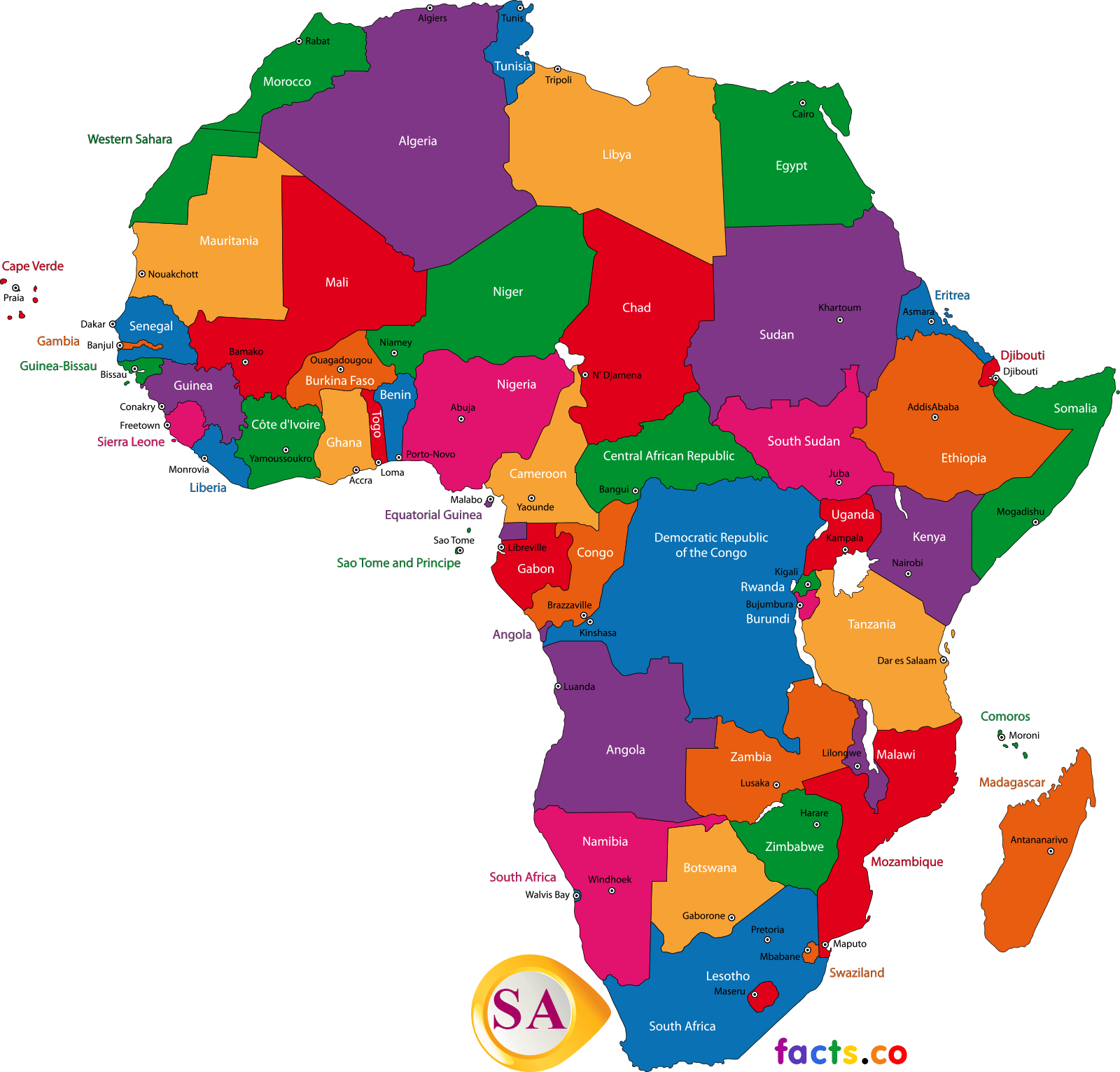 South Africa Map - Political South Africa map outline/blank