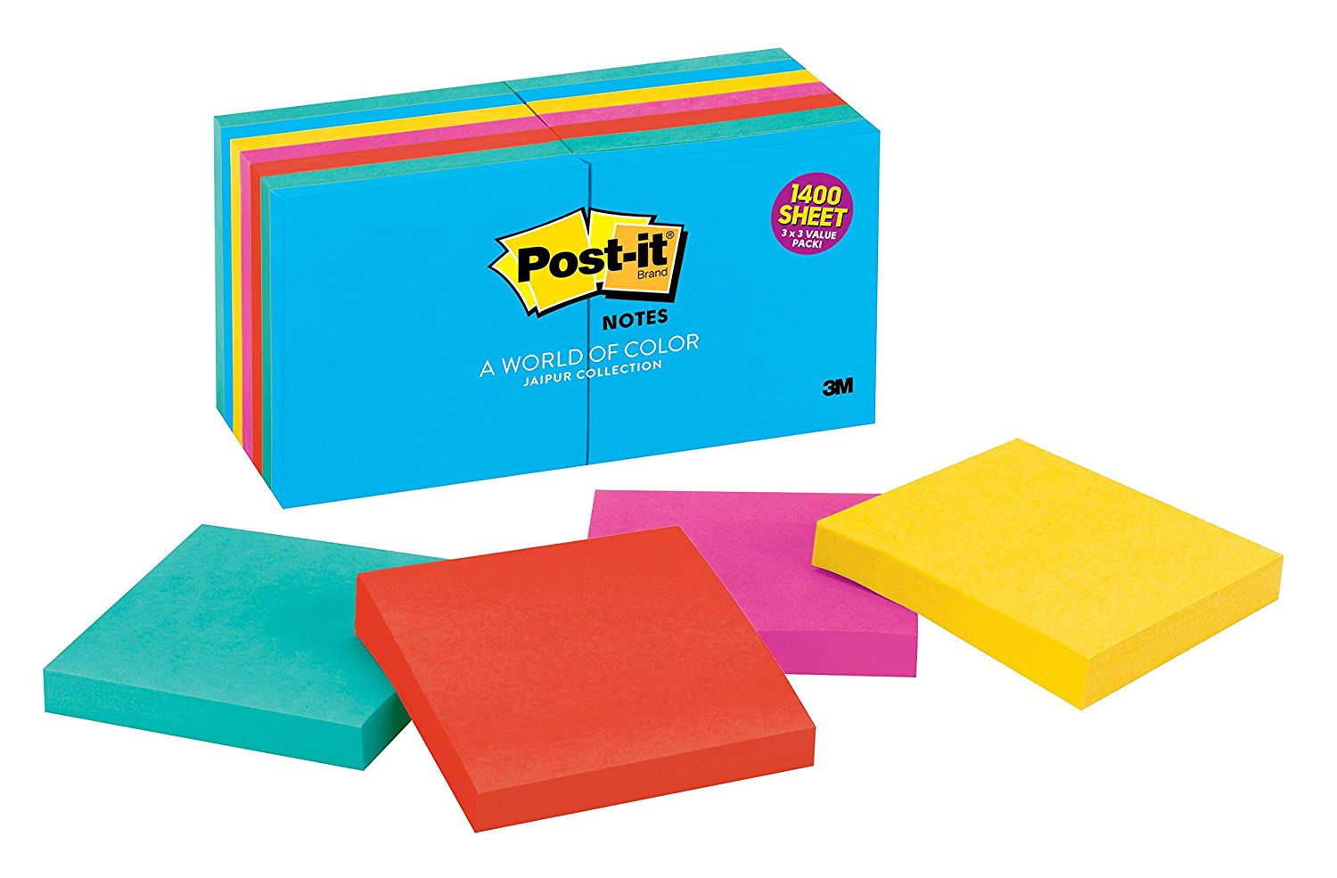 Amazon.com : Post-it Notes, 3 in x 3 in, Jaipur Collection, 14 ...