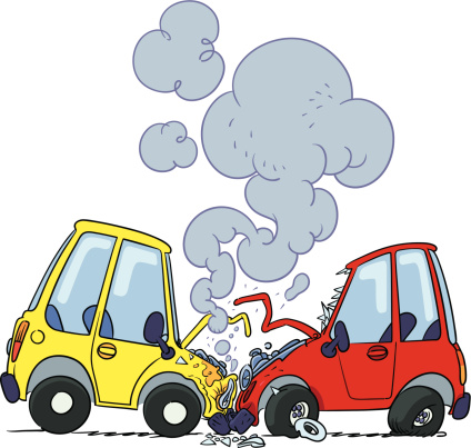 Cartoon Of The Crashed Cars Clip Art, Vector Images ...