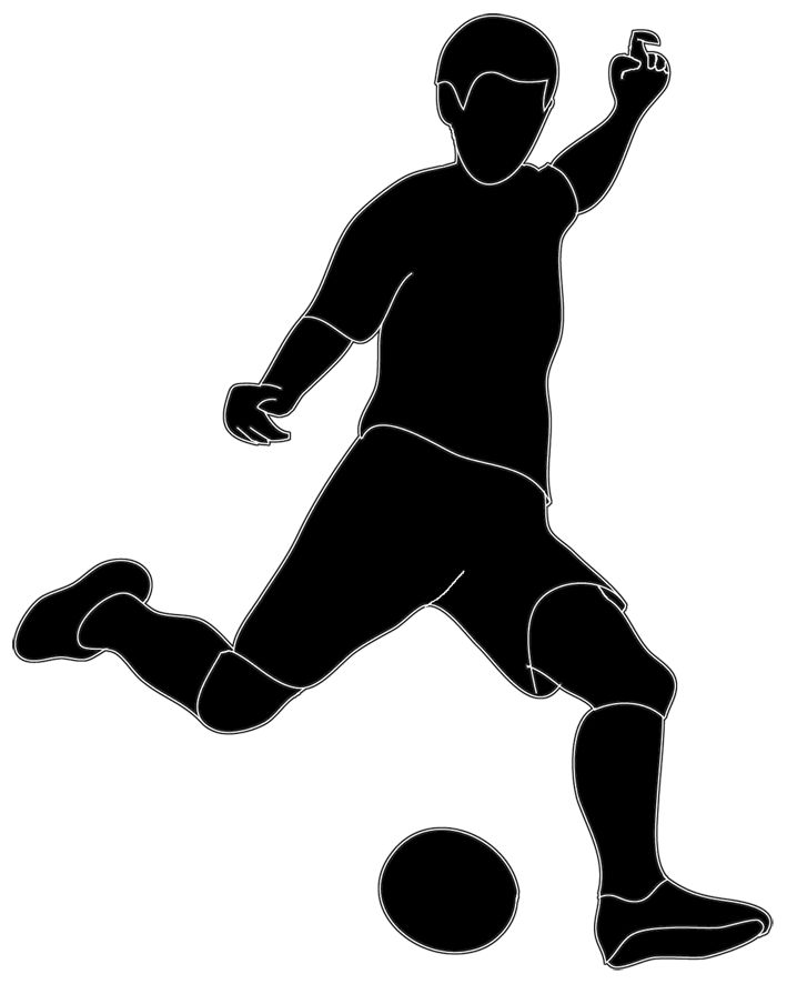 Soccer player clipart black and white