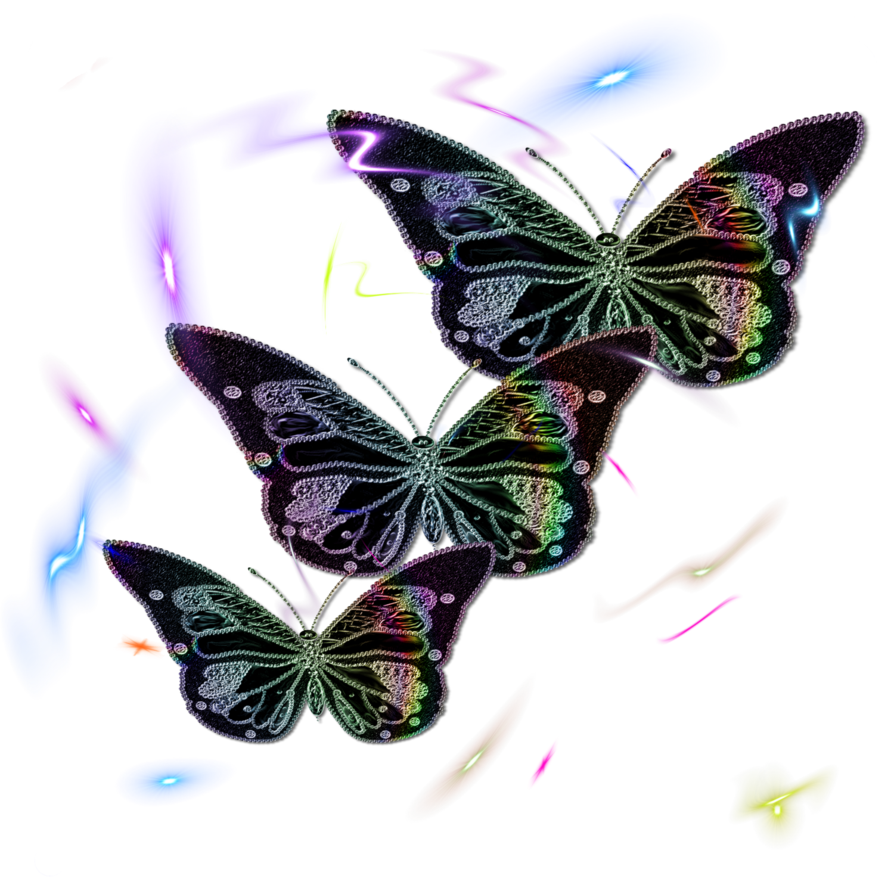PNG Neon Butterfly Clip Art with Fantasy Glow
