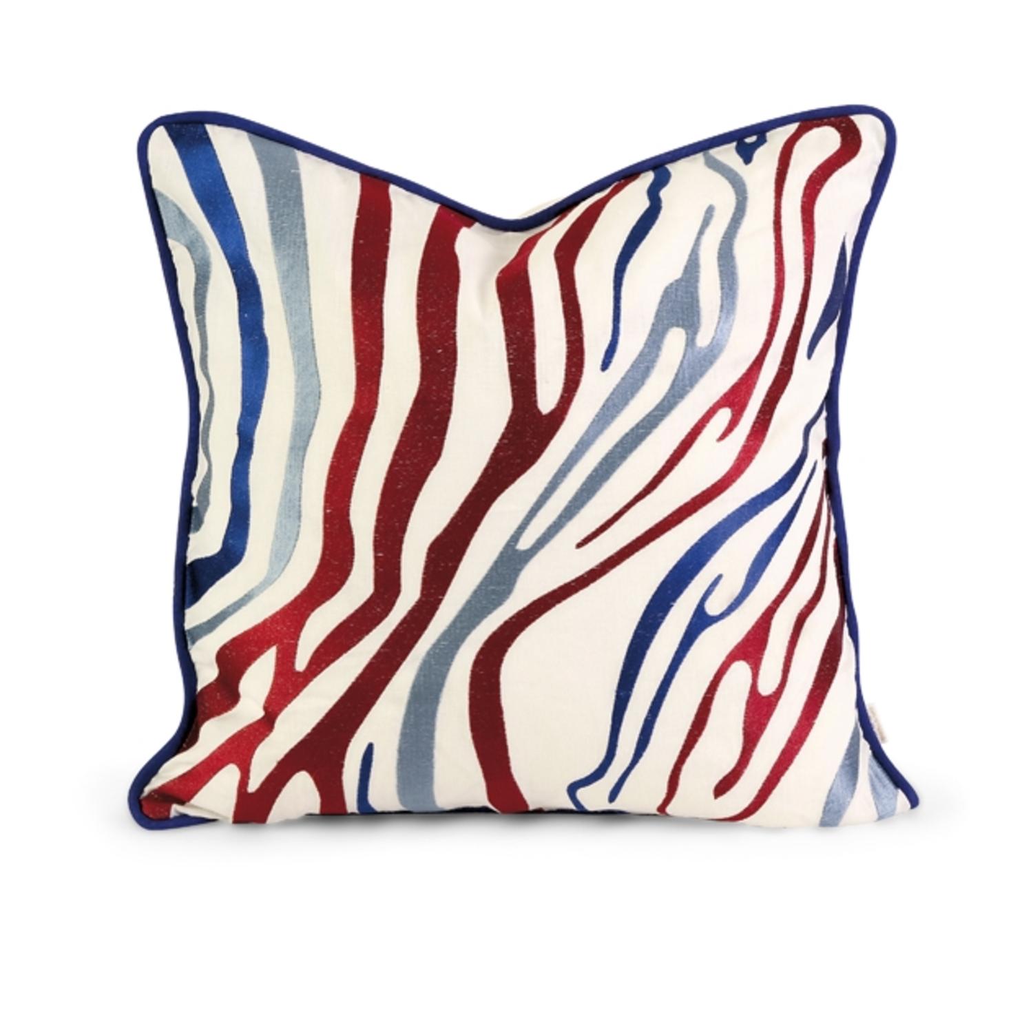 18" Decorative Multi-Colored Zebra Print Embroidered Down Linen ...
