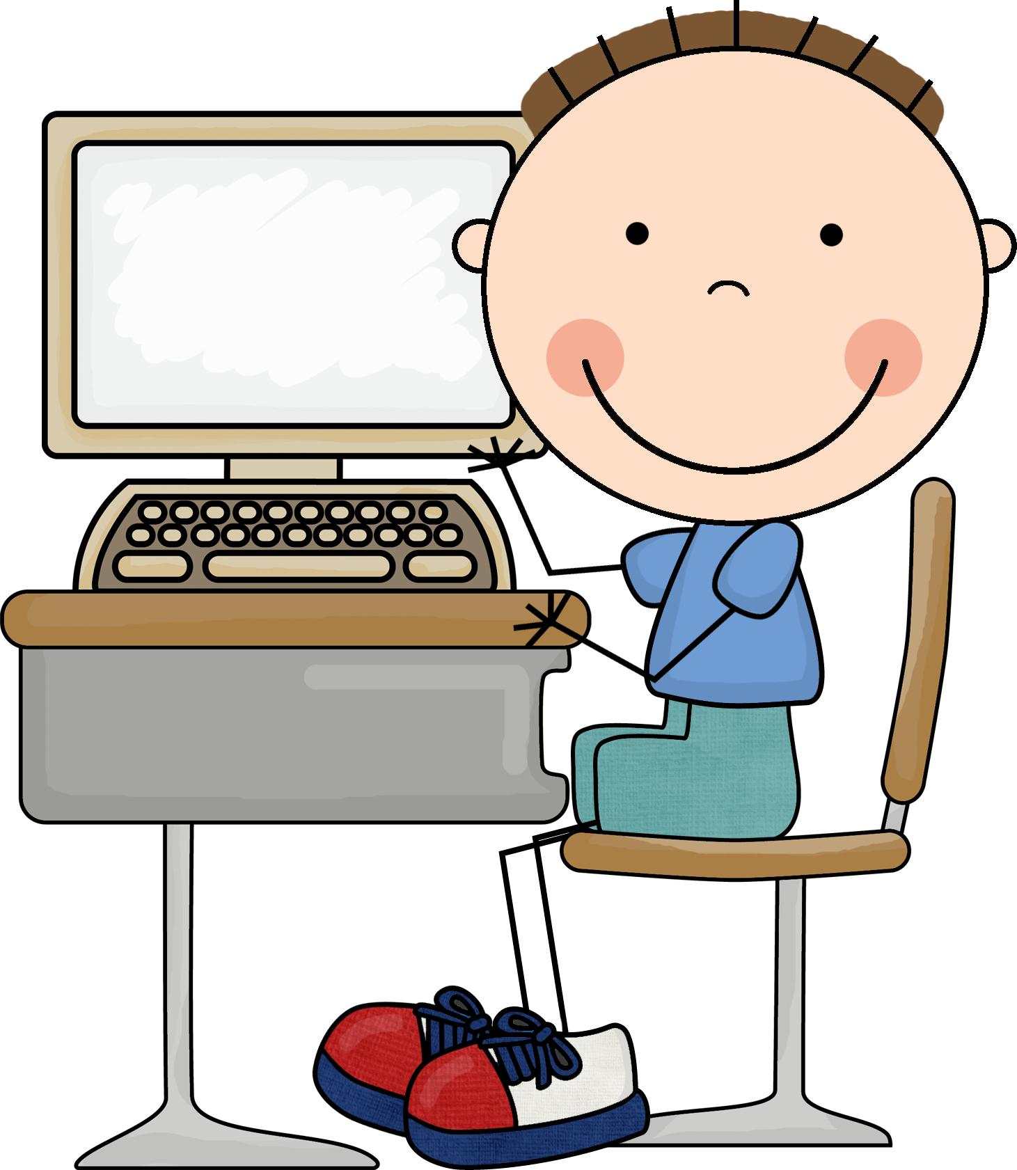 Clipart kids on computer