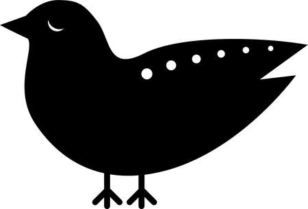 Stock Illustration - Black and white picture of a bird