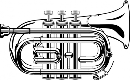 Pocket Trumpet B Flat (b And W) clip art vector, free vector ...